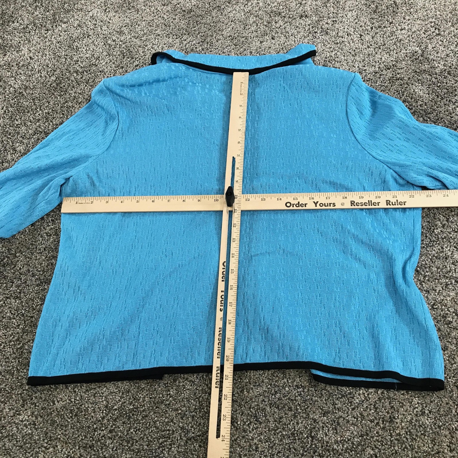 MING WANG Cardigan Sweater Womens PL Blue Open Front Dolman Sleeve Knit