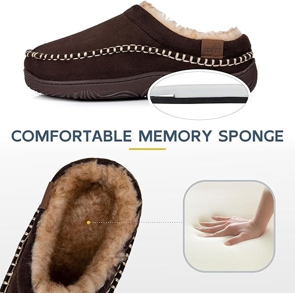 Men’s Memory Foam Moccasin Slippers Warm Plush Indoor Outdoor House Shoes Gift