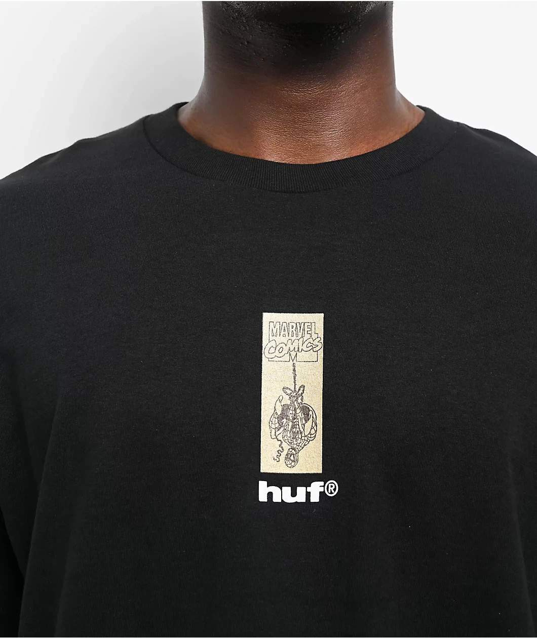 HUF x Marvel Spider-Man Arachknight Black T-Shirt Adult XL Gold Foil New NWT