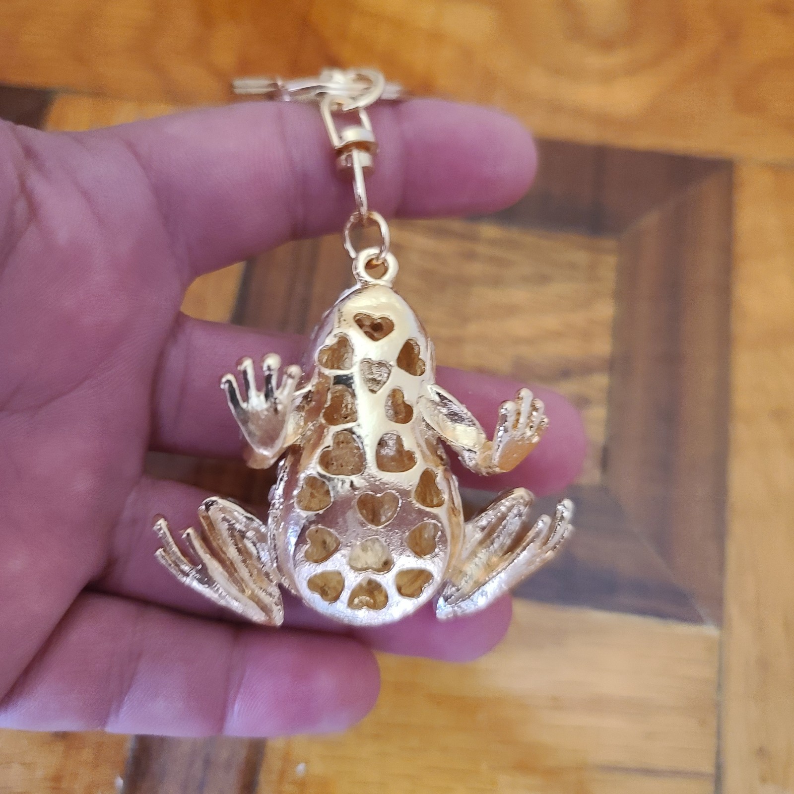 White Crystal Stone and Gold Tree Frog Keychain Keychain Bag Charm Purse