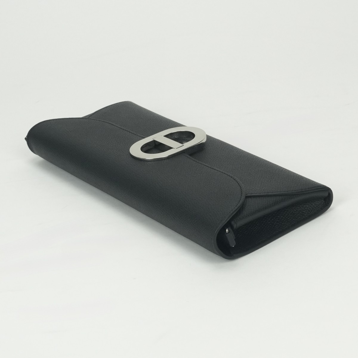HERMES Chaine d’Ancre To Go Long Wallet Noir Black Epsom Leather Silver HW