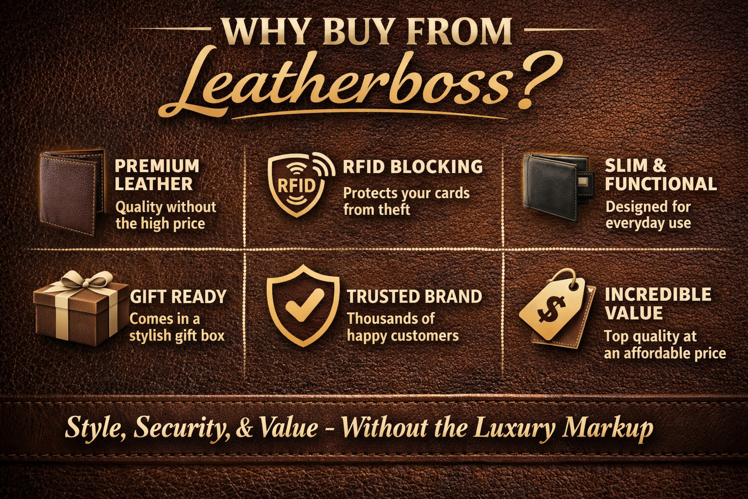 RFID Blocking Brown Vintage Leather Men’s Bifold Center Flap Wallet