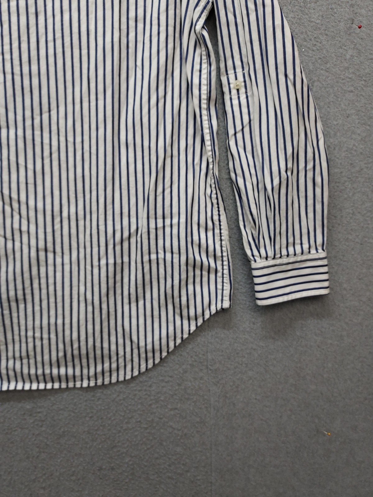 Lauren Ralph Lauren Shirt Womens Large White Blue Striped Button Up Long Sleeve