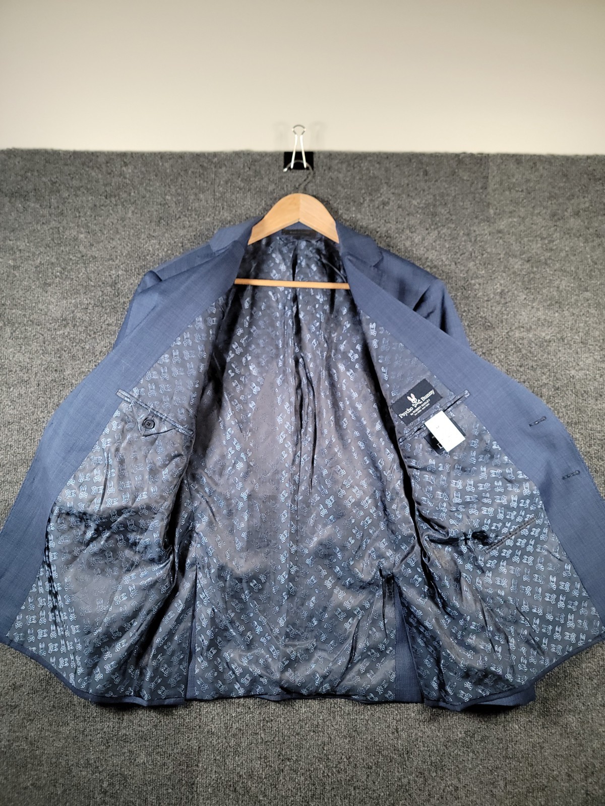 Psycho Bunny Jacket Mens 42R Blue Navy Wool Blazer 2 Button Business Casual