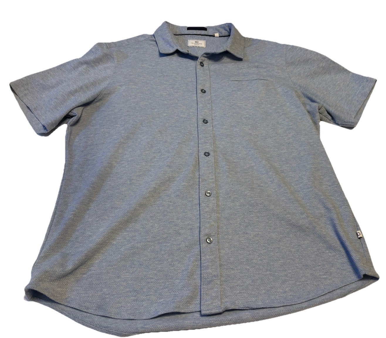 7D 7 Diamonds Light Blue Seville Jacquard Woven Stretch SS Button Down Mens XL
