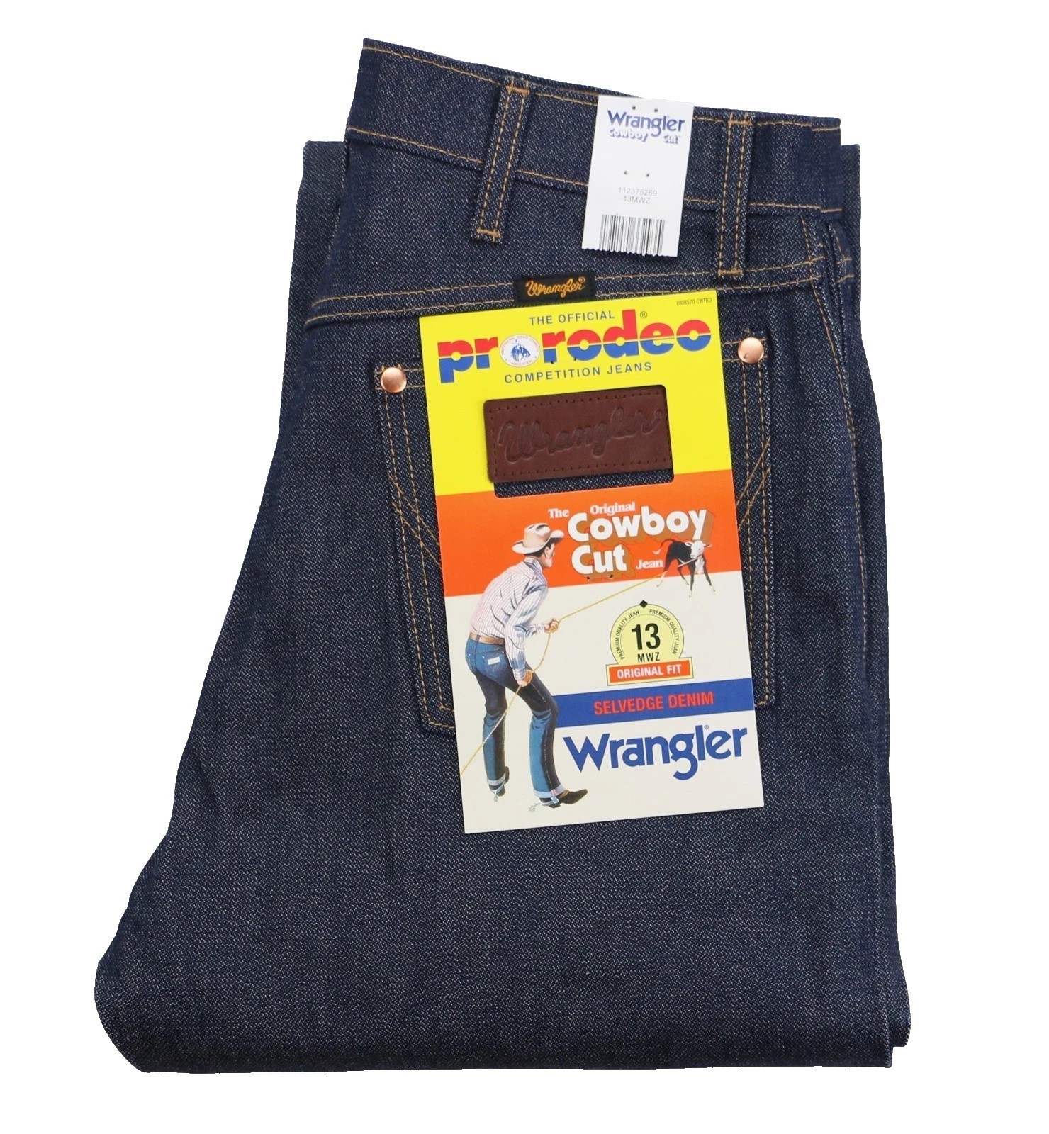 Wrangler 13MWZ Men’s Jeans 100% Cotton Selvedge Denim Broken Twill Dark Indigo