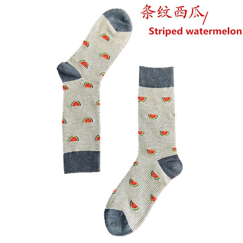 200N couple long tube socks Jacquard creative pattern Harajuku flower cotton
