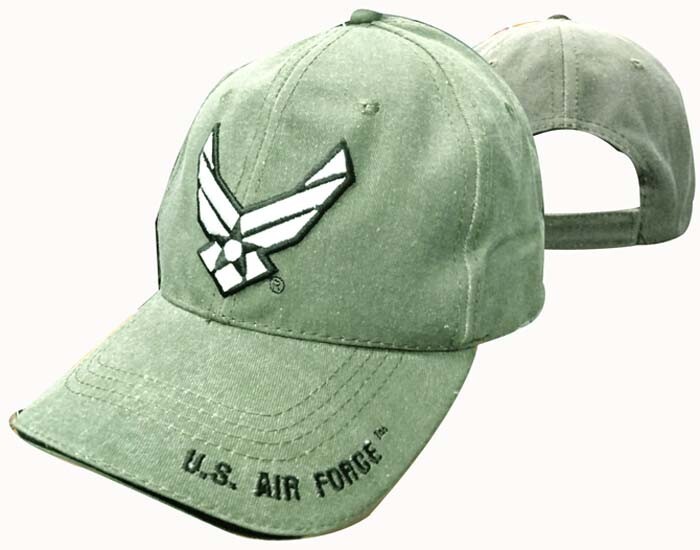 Air Force Olive Drab Wing Emblem 100% Cotton Embroidered Military Licensed Hat