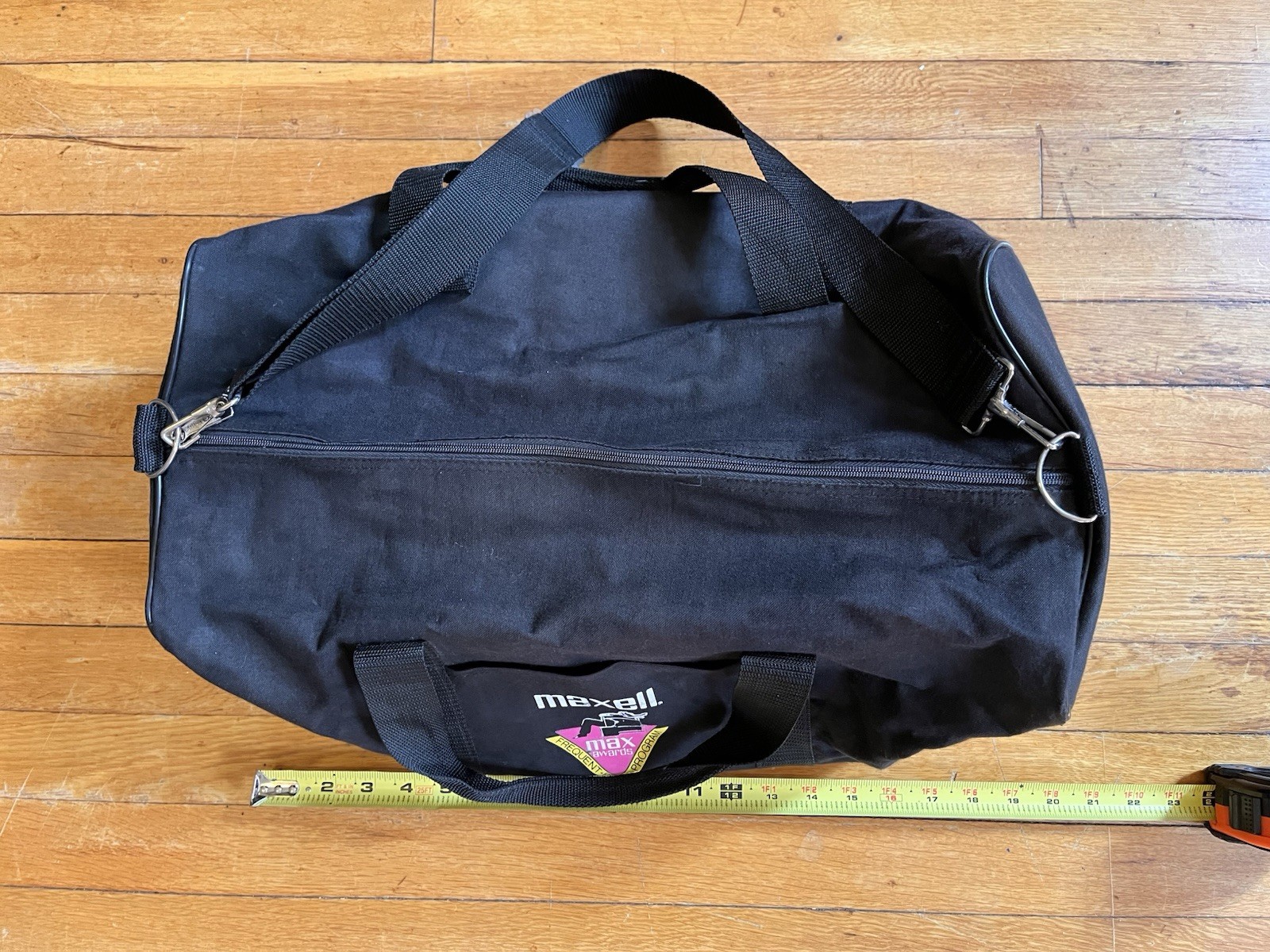 VINTAGE Maxell Blown Away Guy Duffel Bag Black Frequent Buyer Program