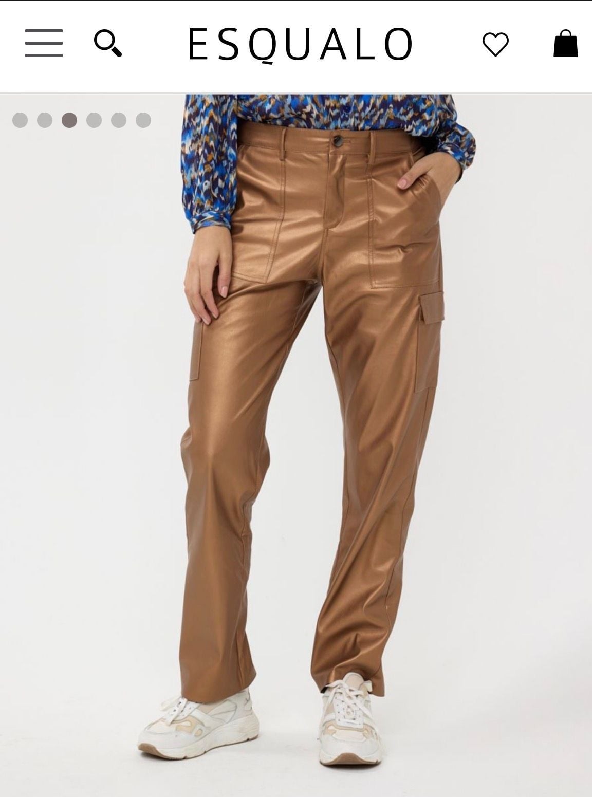 Esqualo Brandy Metallic Vegan Leather Cargo Pants
