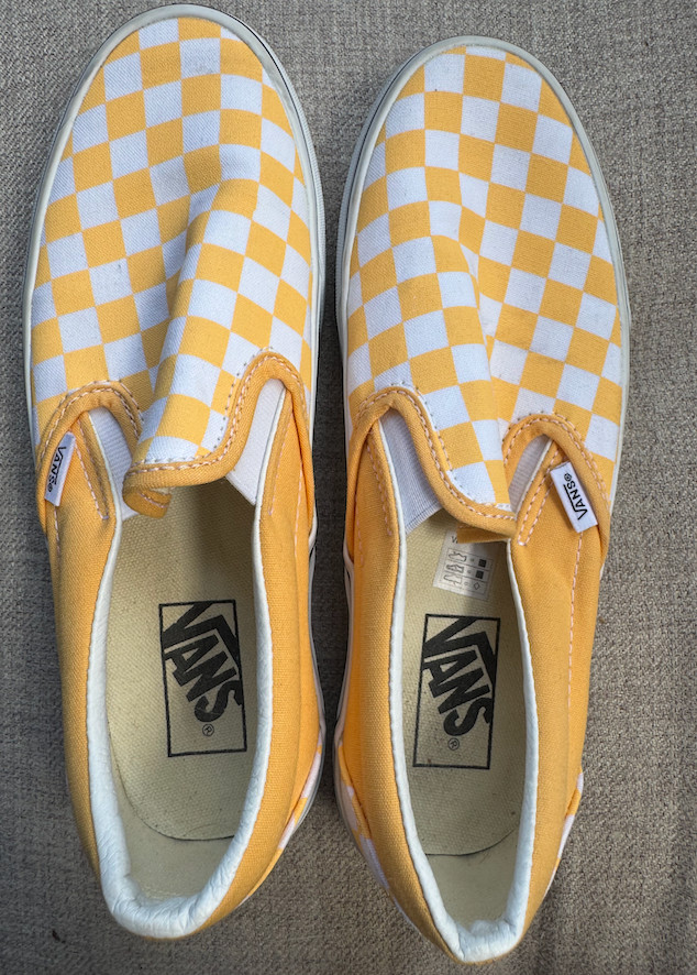 Vans Classic Slip On Checkerboard Yellow White Womens Size 8.5 Canvas Shoes