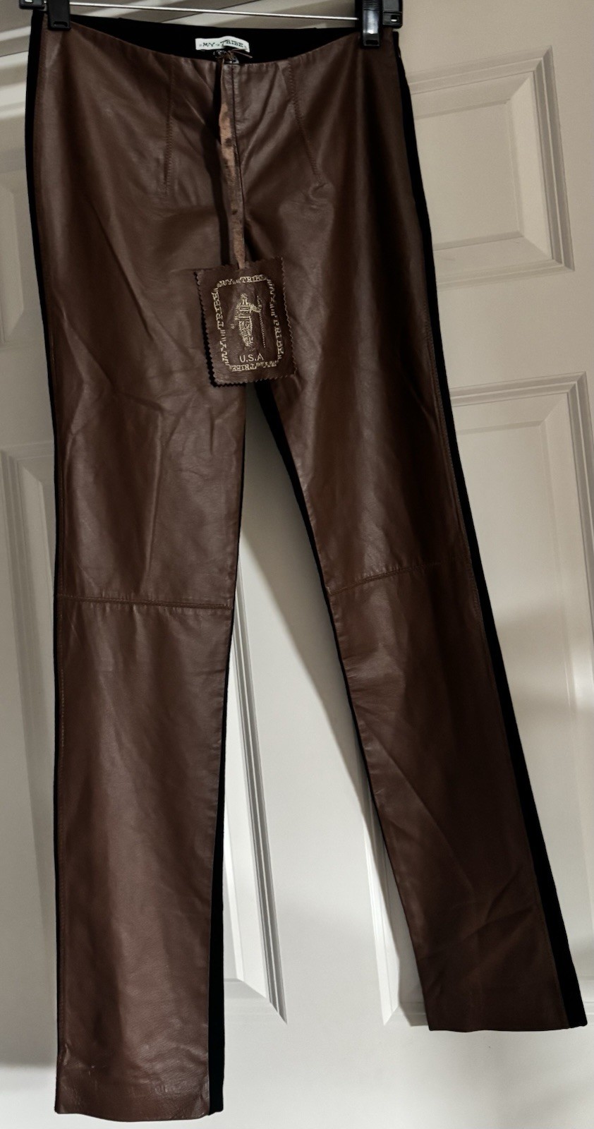 NWT My Tribe Old Money Leather Front Black Stretch Back Quiet Luxury Scandi XS