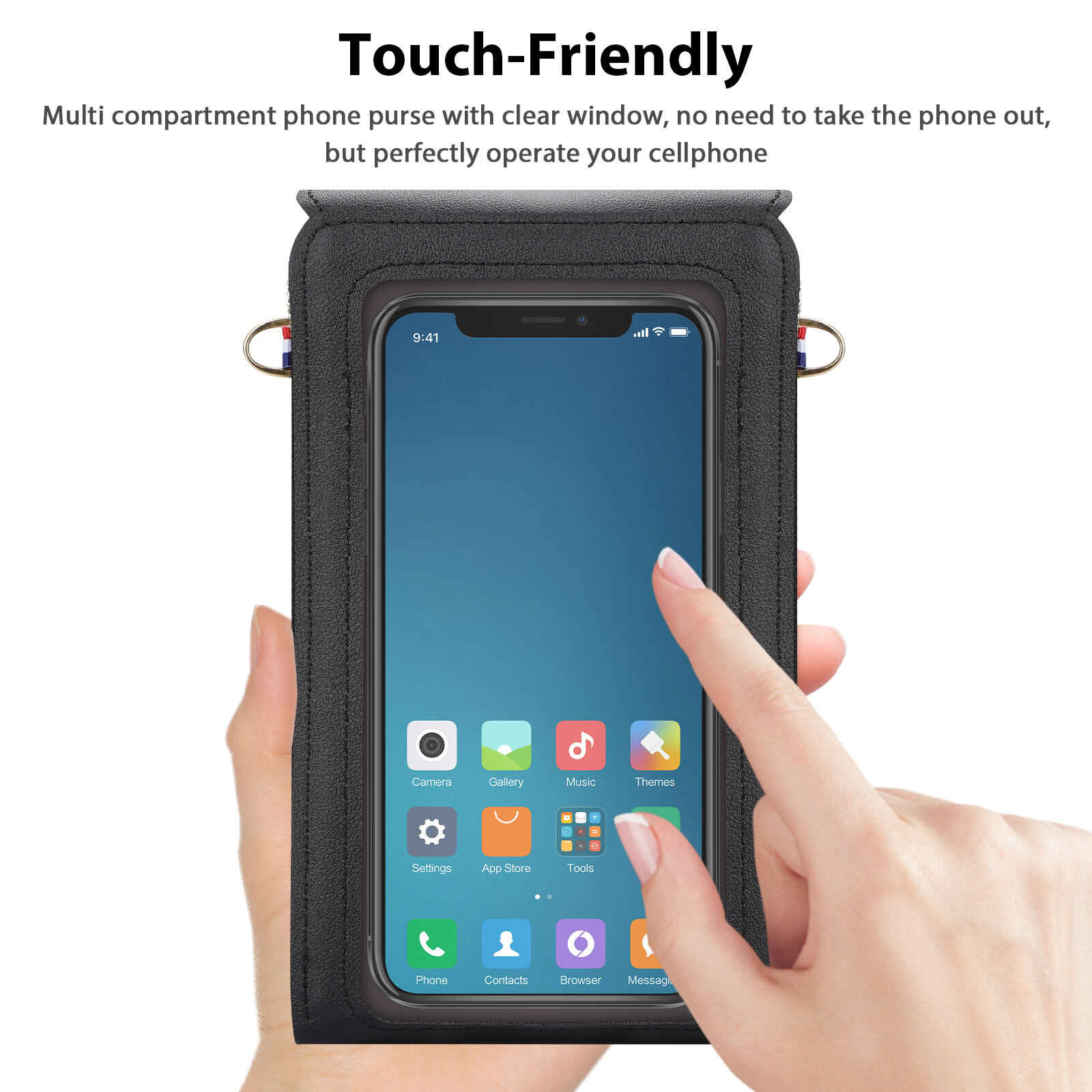 Women Touch Screen Cell Phone Bag Crossbody Shoulder Pouch Purse Key Card Case