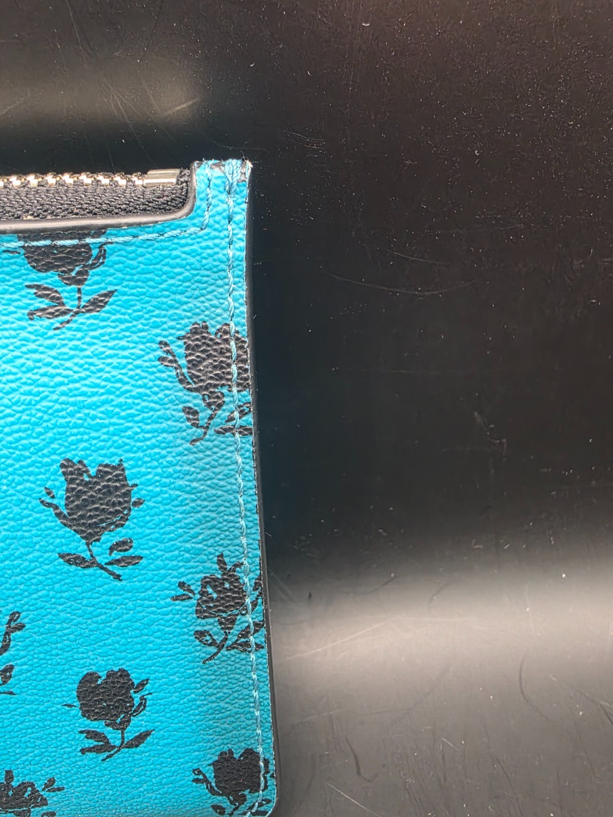 Coach Badlands Floral Teal & Black Wristlet NEW