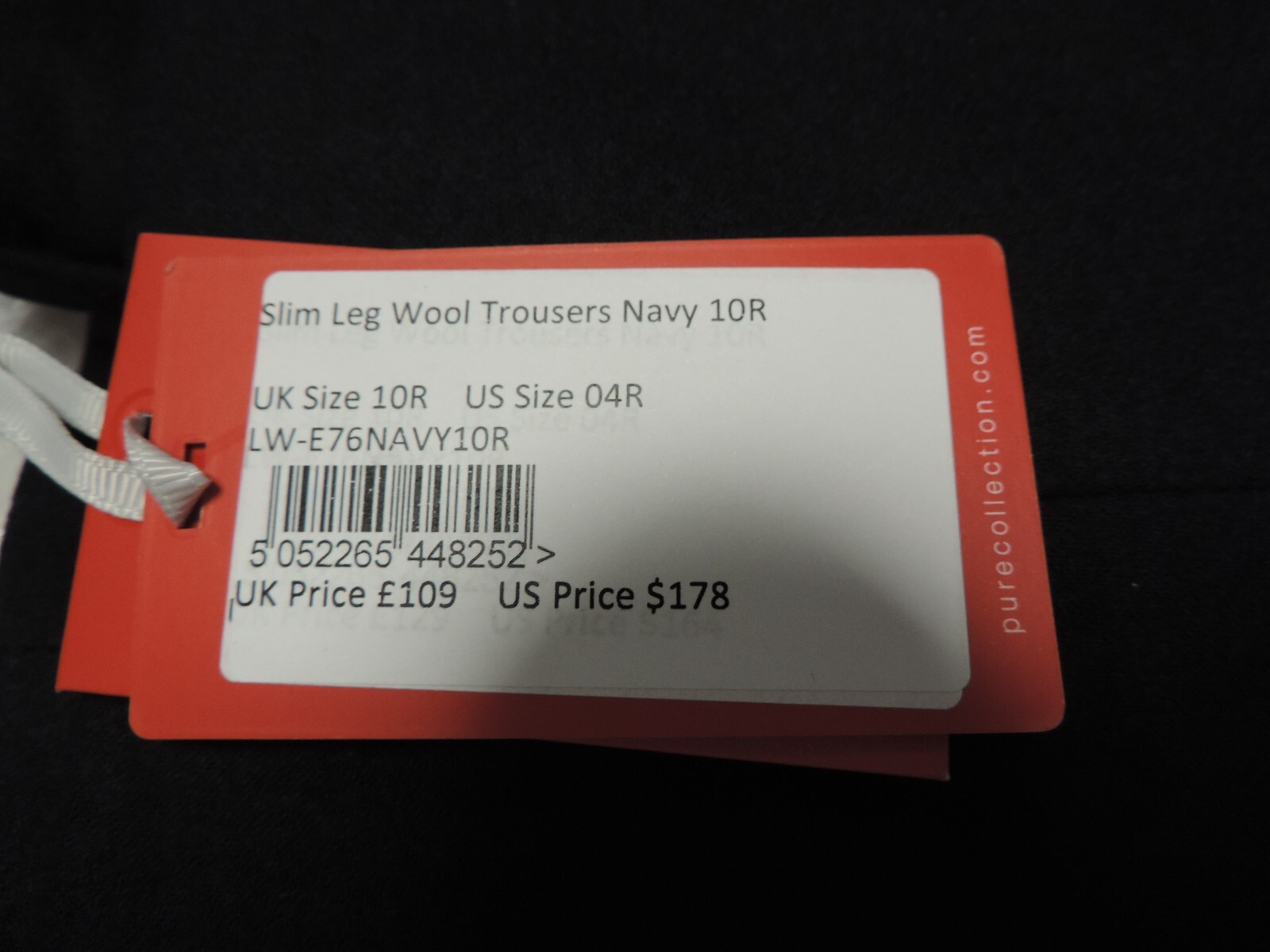 Pure Collection Wool Slim Leg Trouser Navy UK 10R RRP £109 LN121 MM 17
