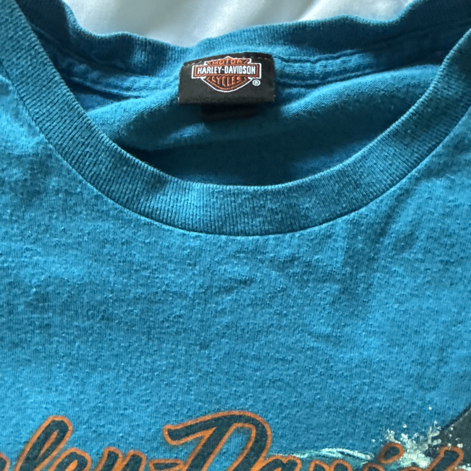 Harley Davidson Size Small Emerald Coast Blue Vintage Tshirt Cool Shark Graphic