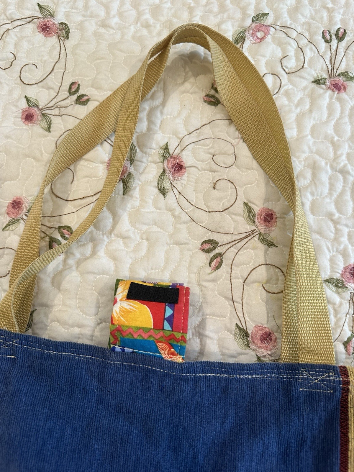 Unique Handmade Lined Tote Bag Beach Themed With 2 Side Pockets