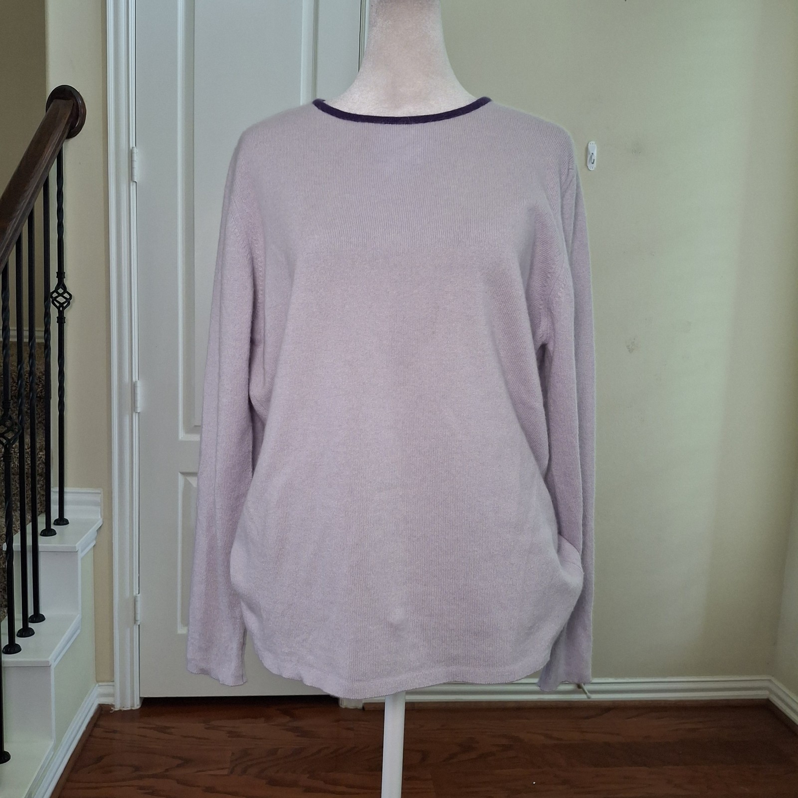 Robert Talbott 100% Cashmere Sweater Purple Women XL Open Back Preppy Old Money