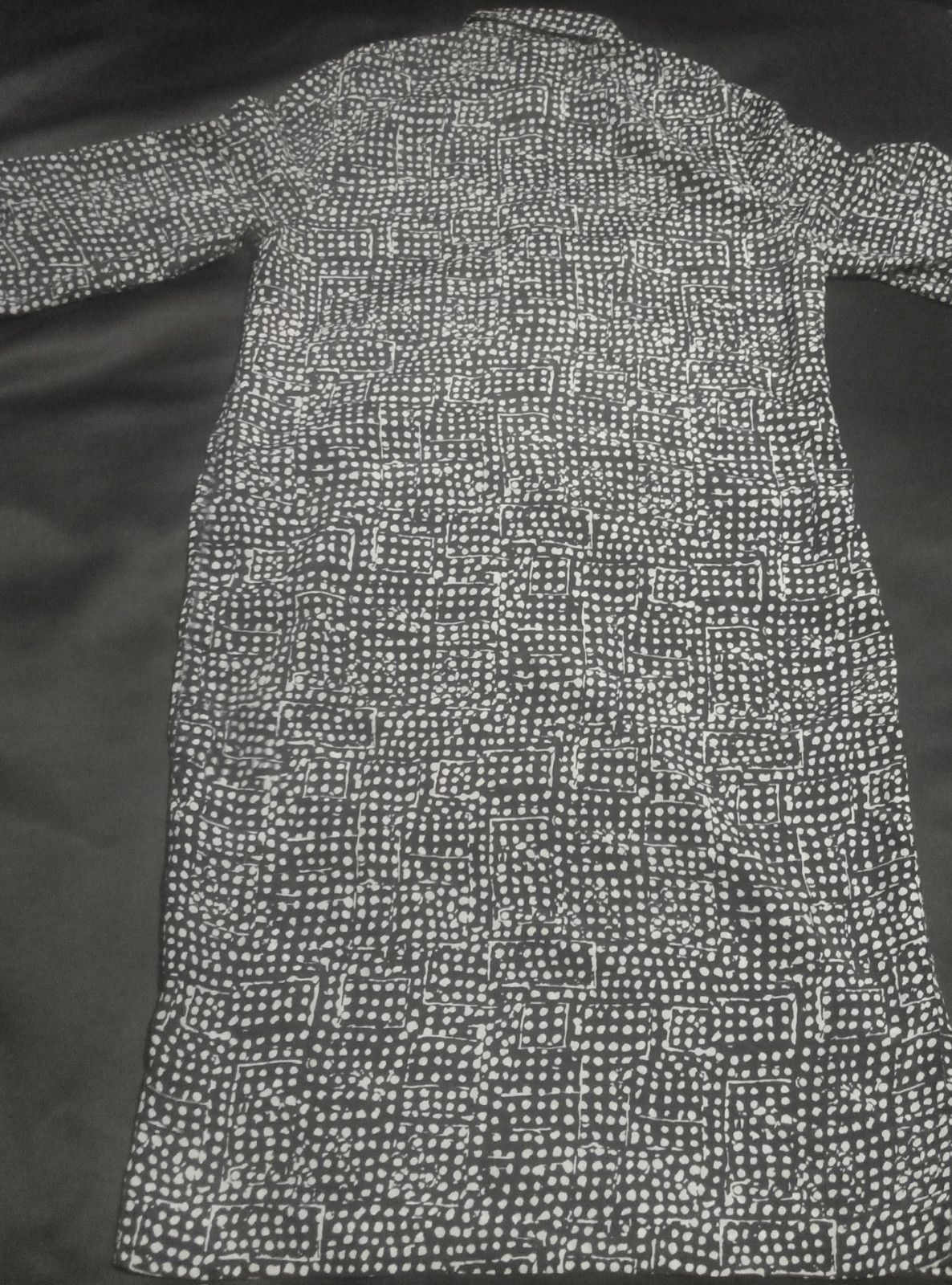 Brownstone Studio New York Shirt Dress Size 12 Black White Polka Dot Belted USA