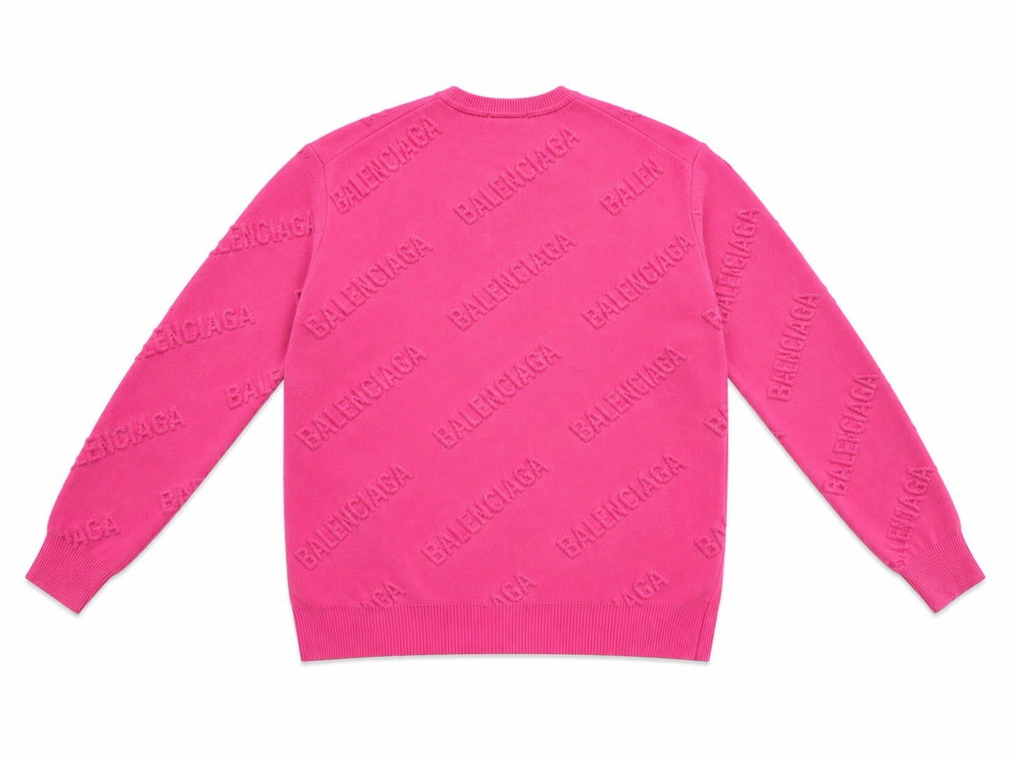 Balenciaga Women’s Pink Logo Knit Crewneck Pullover Sweater Size M