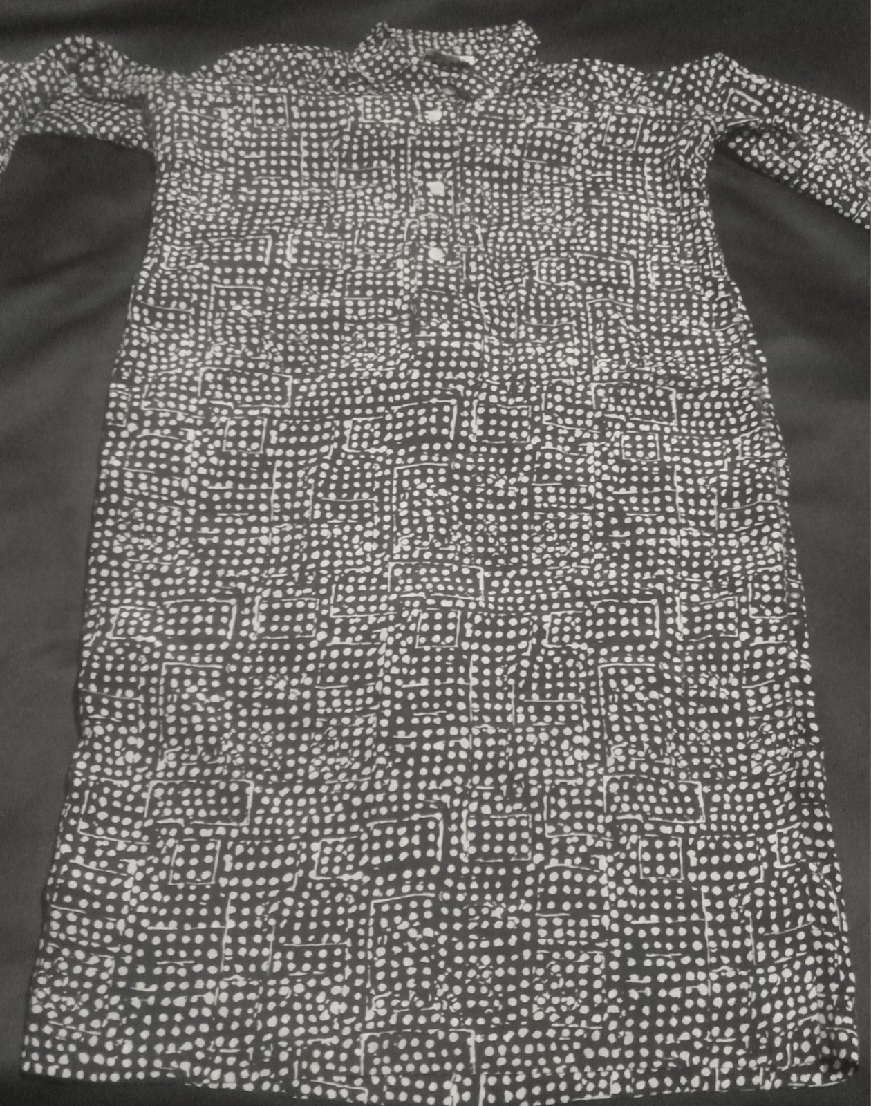 Brownstone Studio New York Shirt Dress Size 12 Black White Polka Dot Belted USA