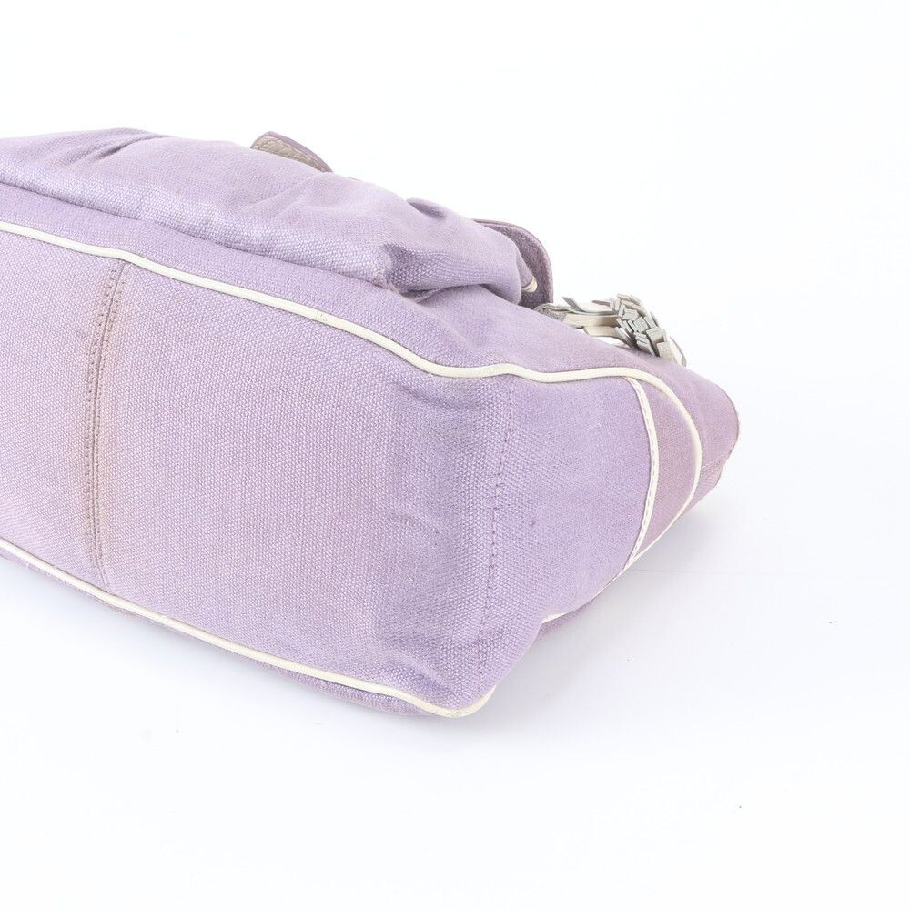 CELINE Boogie Bag Handbag Leather Canvas Purple White Vintage Auth From Japan