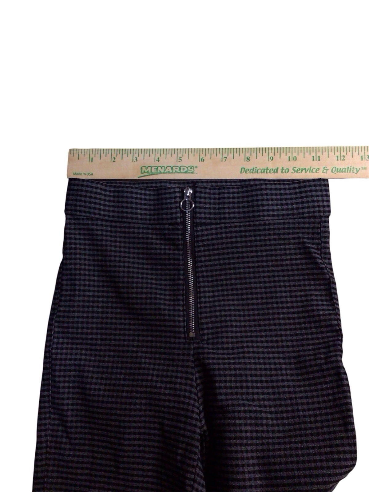 GARAGE Womens Pants Black Gray Grey Gingham Checkered Zip Front Leggings Size XS