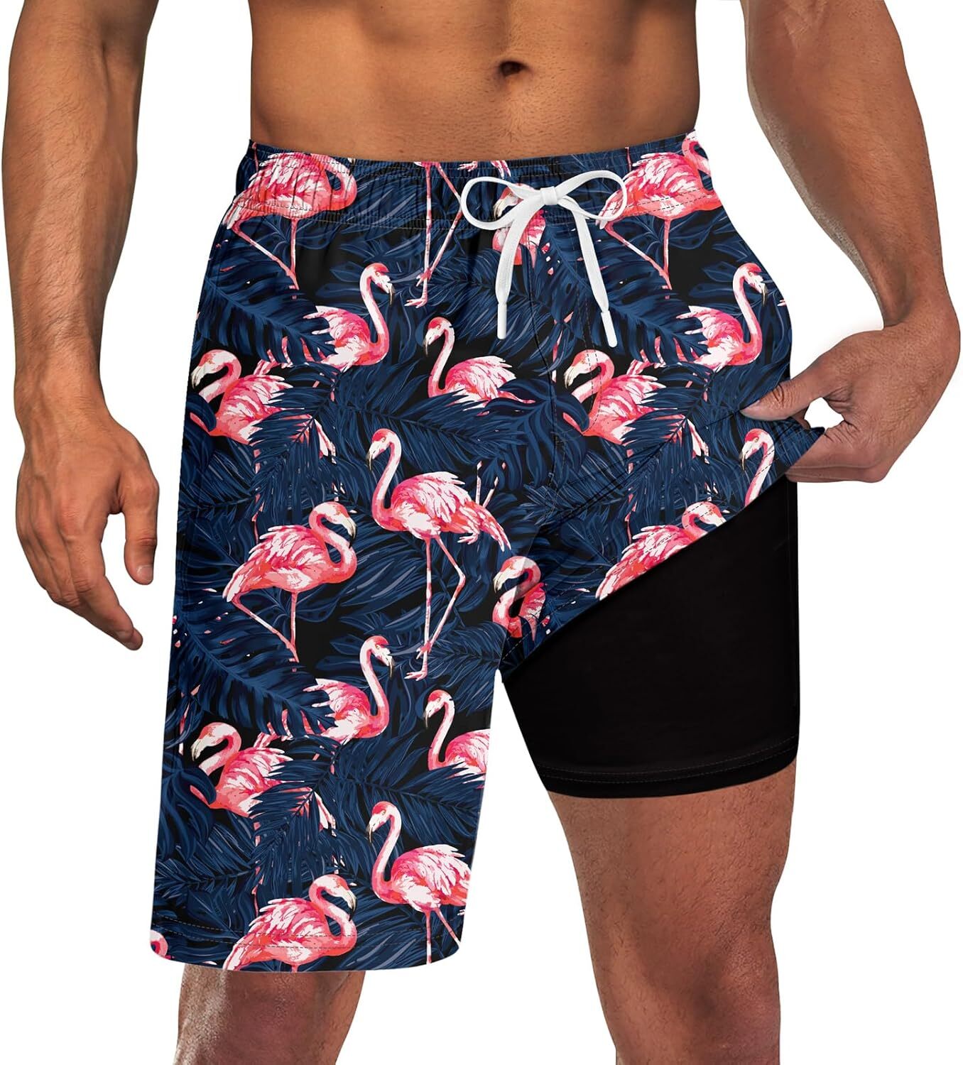 Mens Swim Trunks Quick Dry Compression Liner Pockets 9” Inseam M-3XL UPF 50+