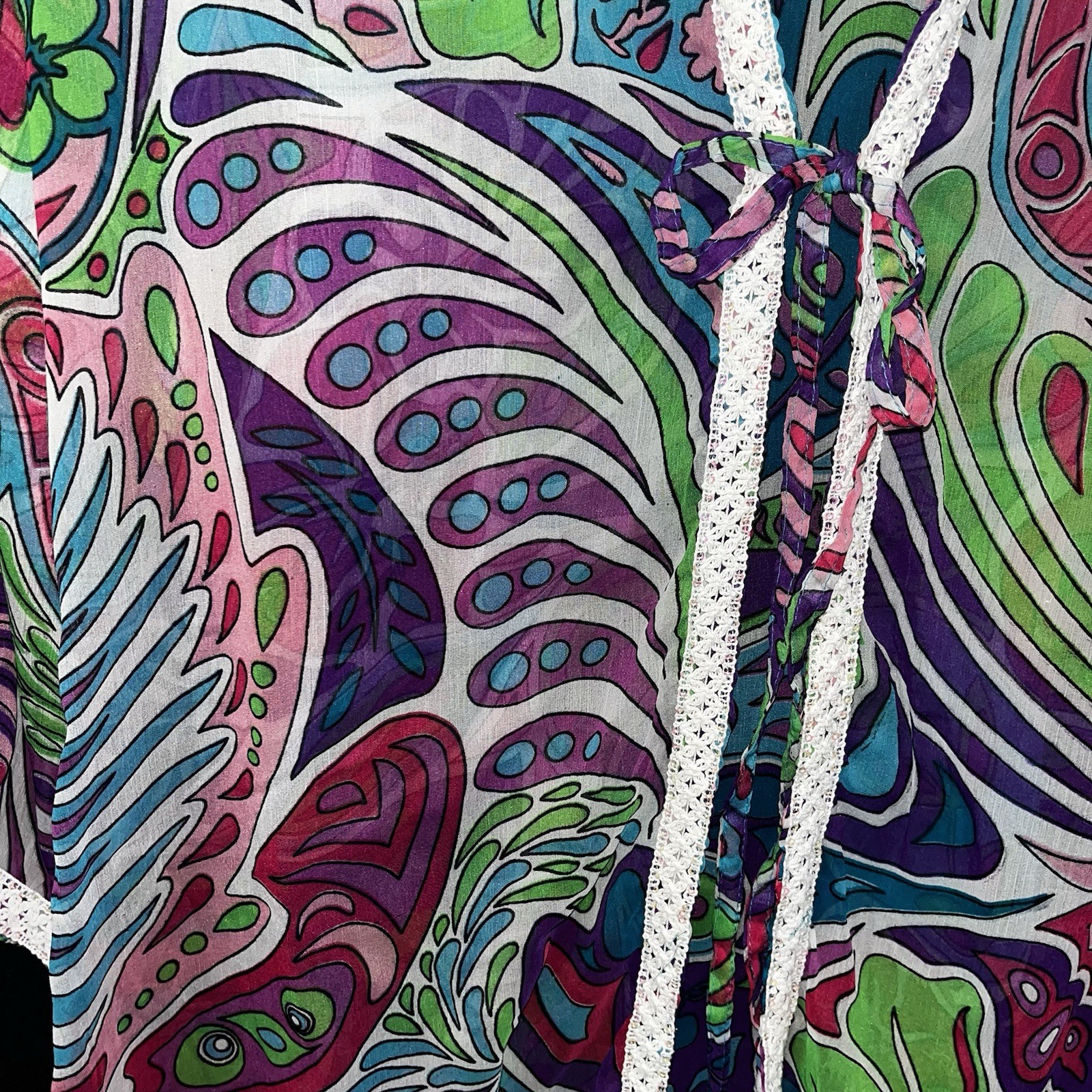 VTG Y2K Bearfoot Attitude XL Cardigan Paisley Floral Swirl Patterns Embroidered