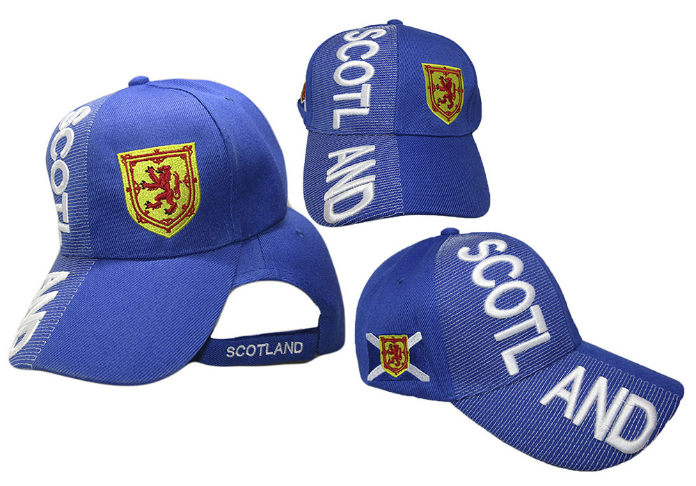 Scotland Country Letters Emblem Lion Royal Blue 3-D Embroidered Cap Hat