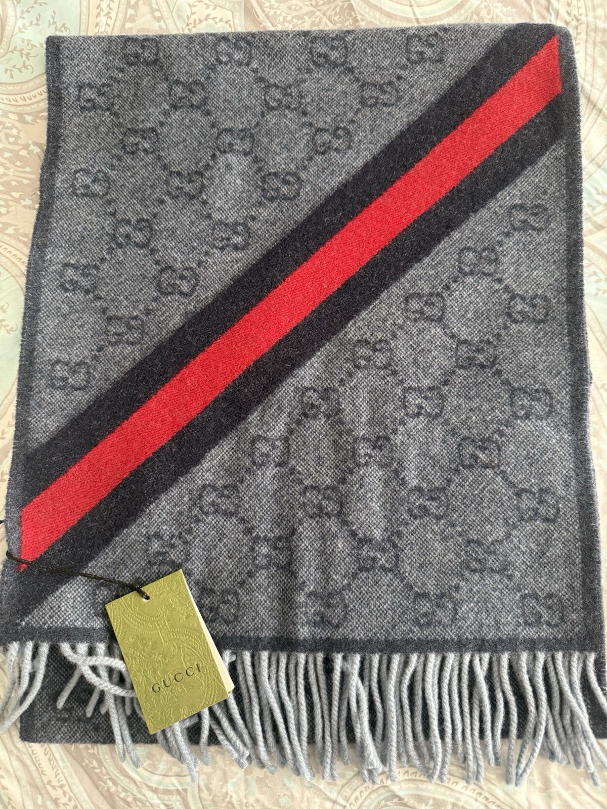 Gucci New Nikky Wool Scarf GG Midnight Blue – Style: 570603 3G200 4068