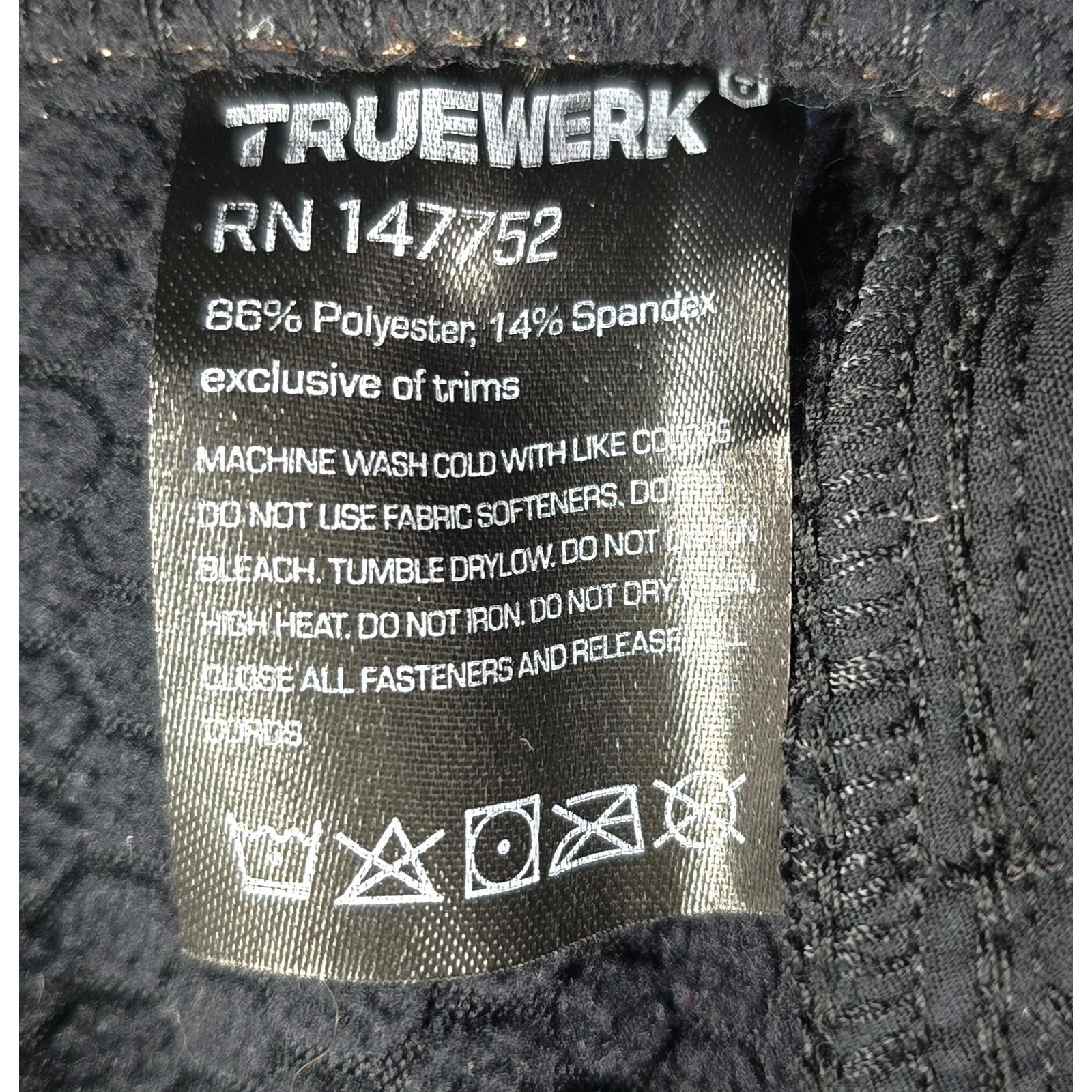 Truewerk T3 Werkpant Men 36 Long Black Fleece Lined Technical Cargo Work Pants