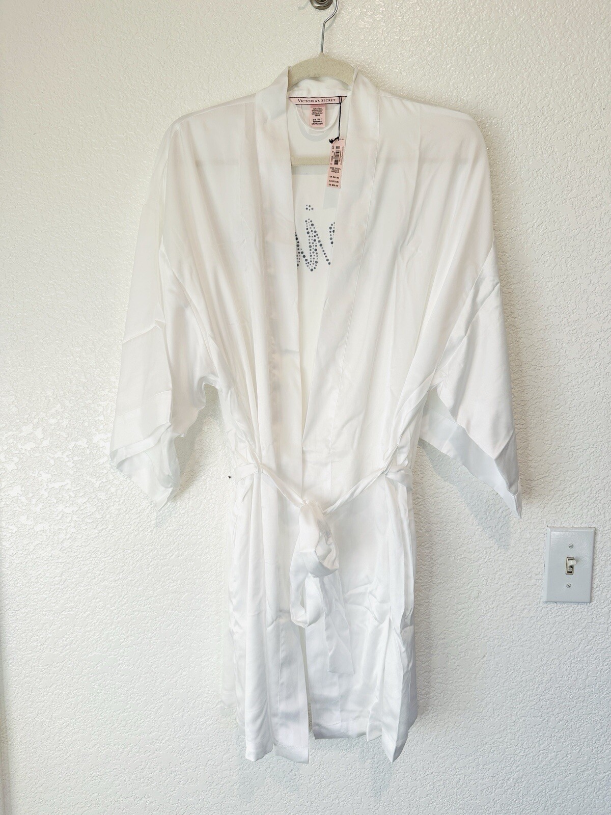 NWT Victoria Secret Robe Bride Bridal Collection One Size White Blue Satin Feel