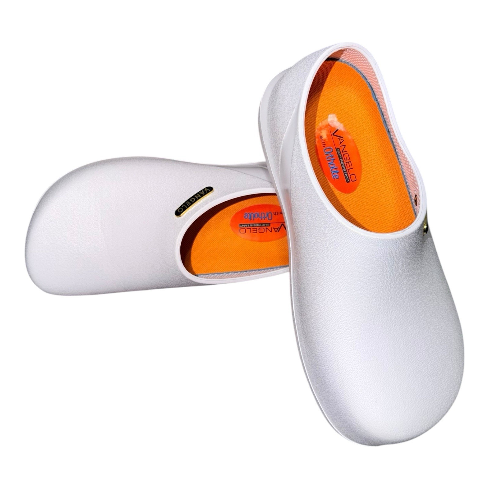 VANGELO SLIP RESISTANT WITH ORTHOLITE PROFESSIONAL CLOGS UNISEX WHITE SIZE W8-M6