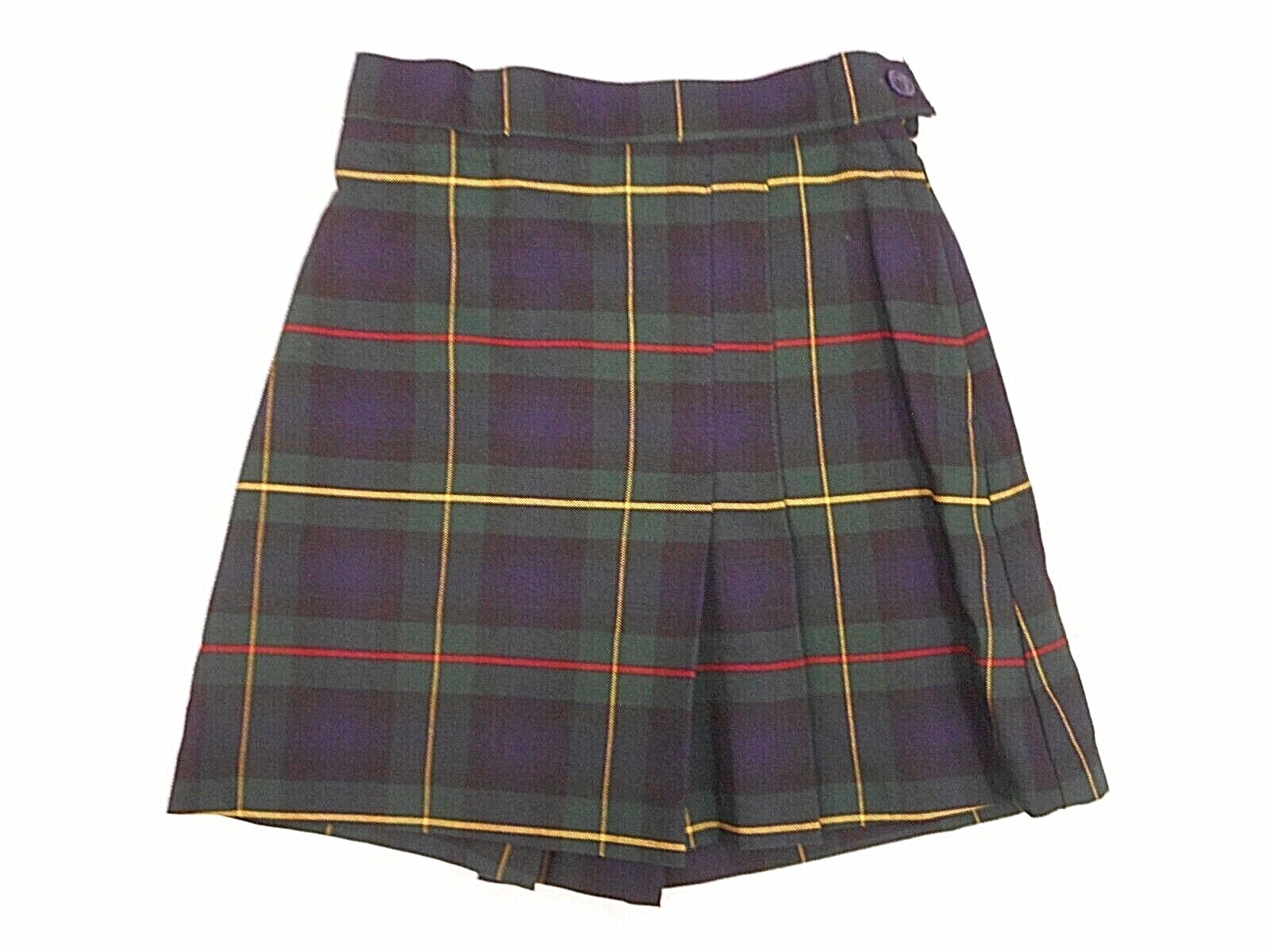 Girls R/K Multi-Color Plaid Box Pleat Uniform Skort Reg. &plus Sizes 4 – 7 1/2