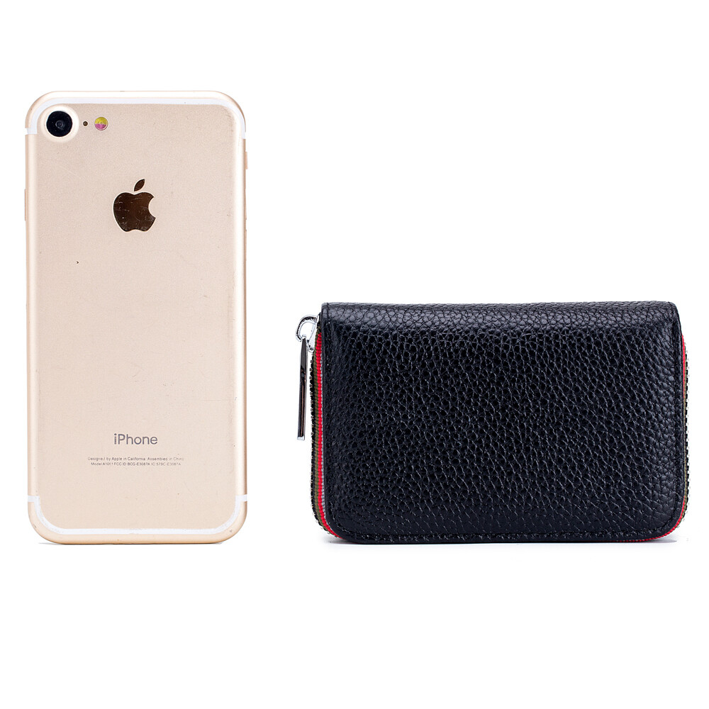 RFID Blocking Women’s Genuine Leather Wallet Credit Card Holder Zipper Pocket