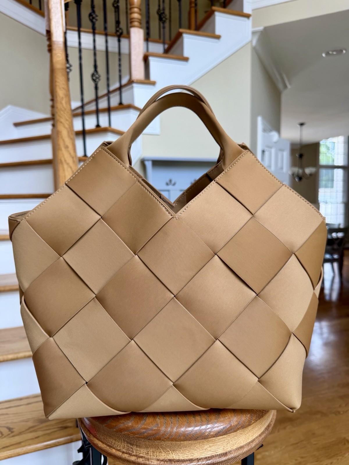 Parker & Hyde The Dallas Classic Tote in Camel woven tote bag