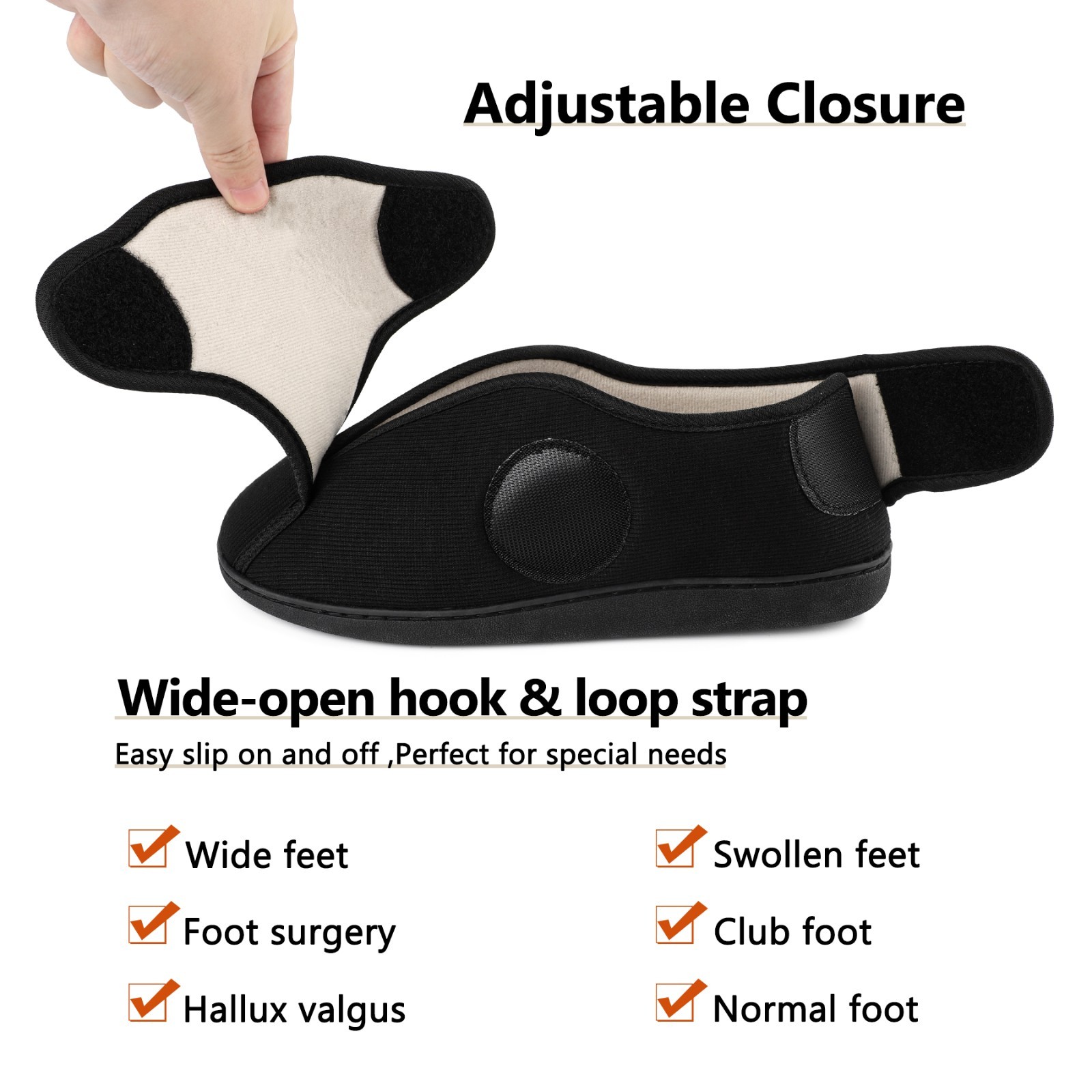 Mens Memory Foam Diabetic Boots Slippers Wide Feet Edema Swollen House Shoes