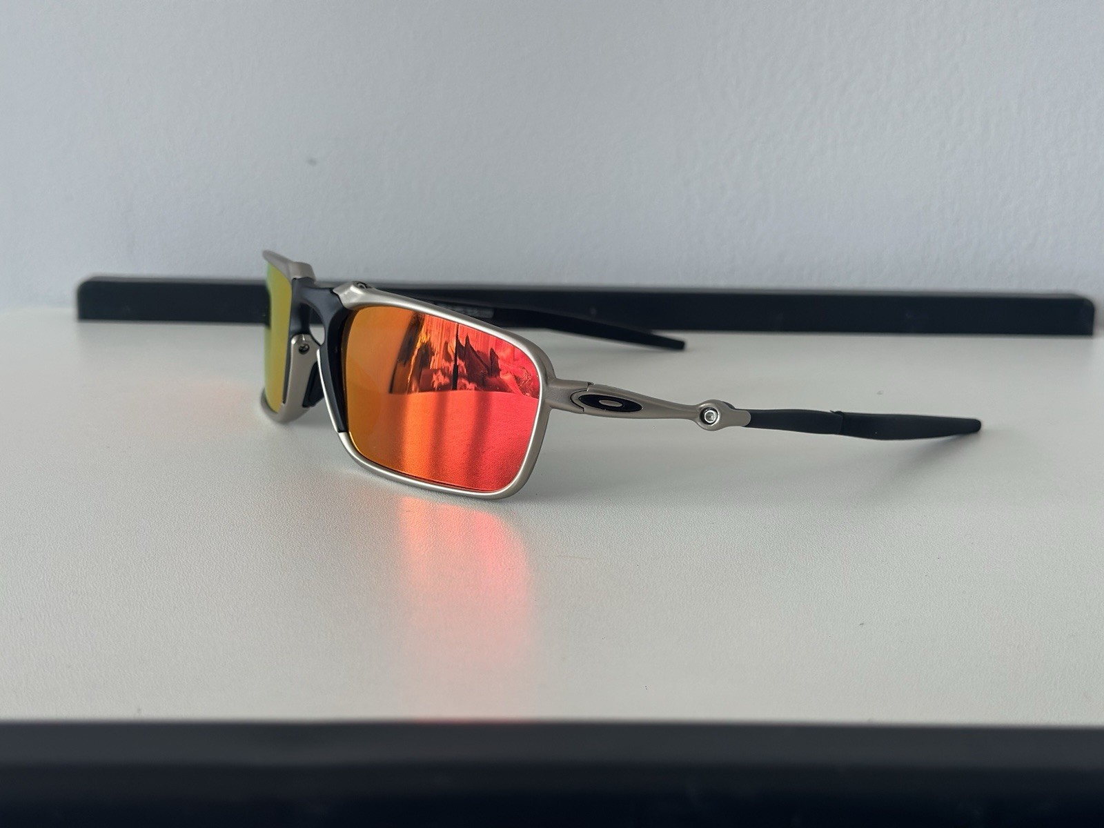 Oakley Badman Polarized Sunglasses Metal Frame Orange Lens