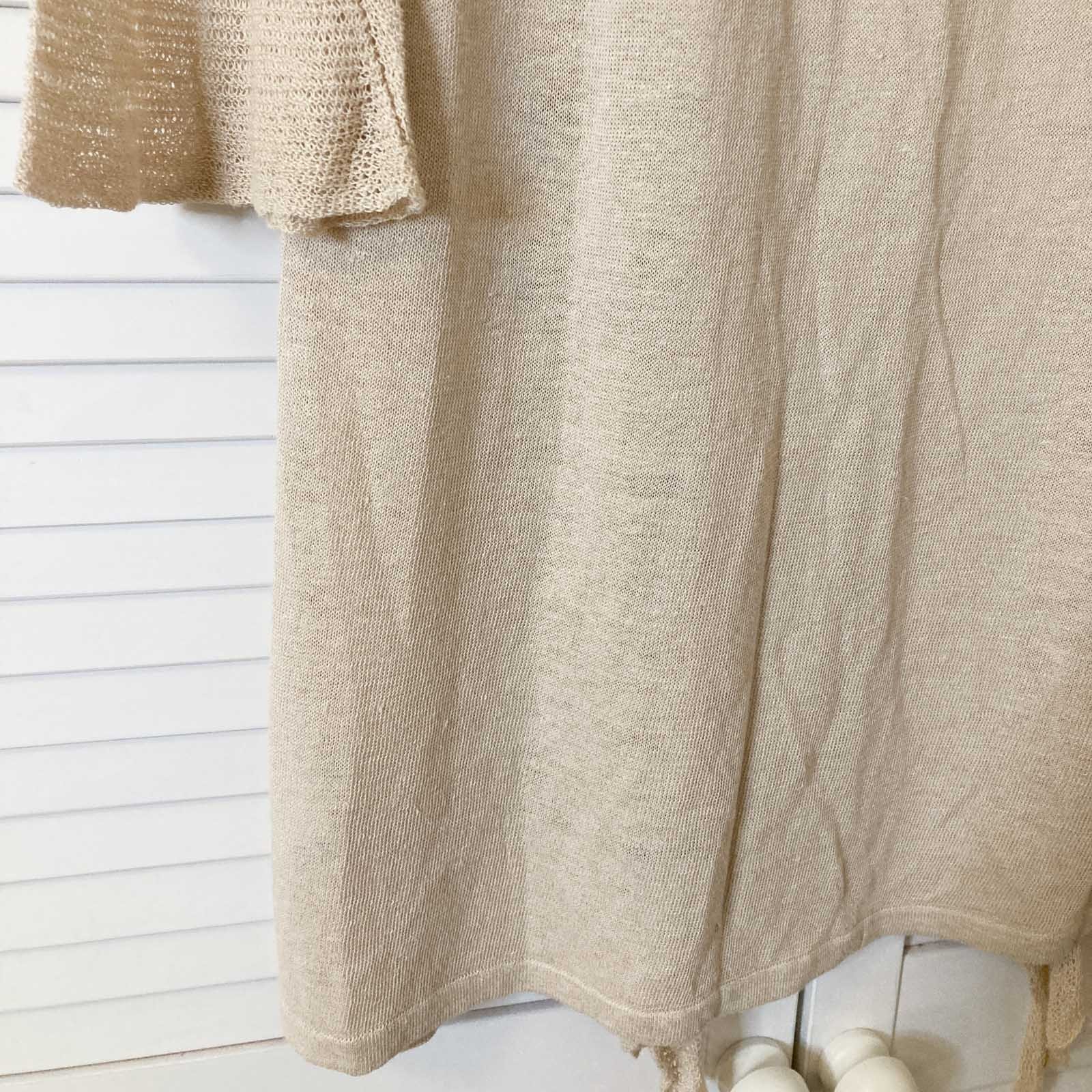 Autograph M&S Cardigan Size 12 Natural Beige Linen Blend Frill Trim Longline