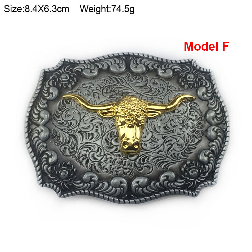 Western Cowboy Buckle Vintage Alloy Bull Engraved Belt Buckle fits 1-1/2″ Belt
