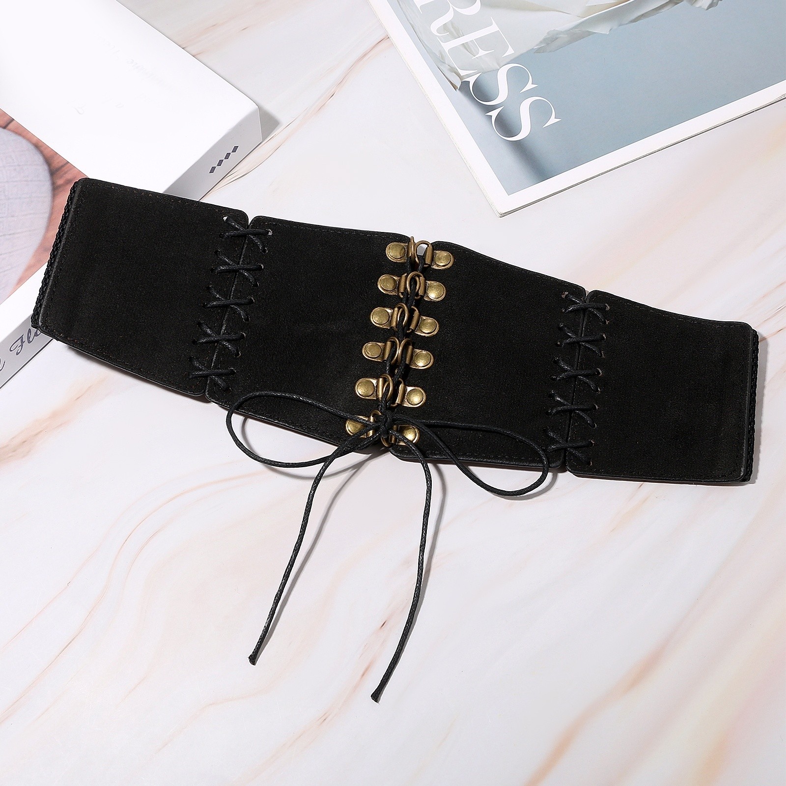 Women’s Vintage Wide Elastic Corset Belt Adjustable Waist Cincher for Dresses