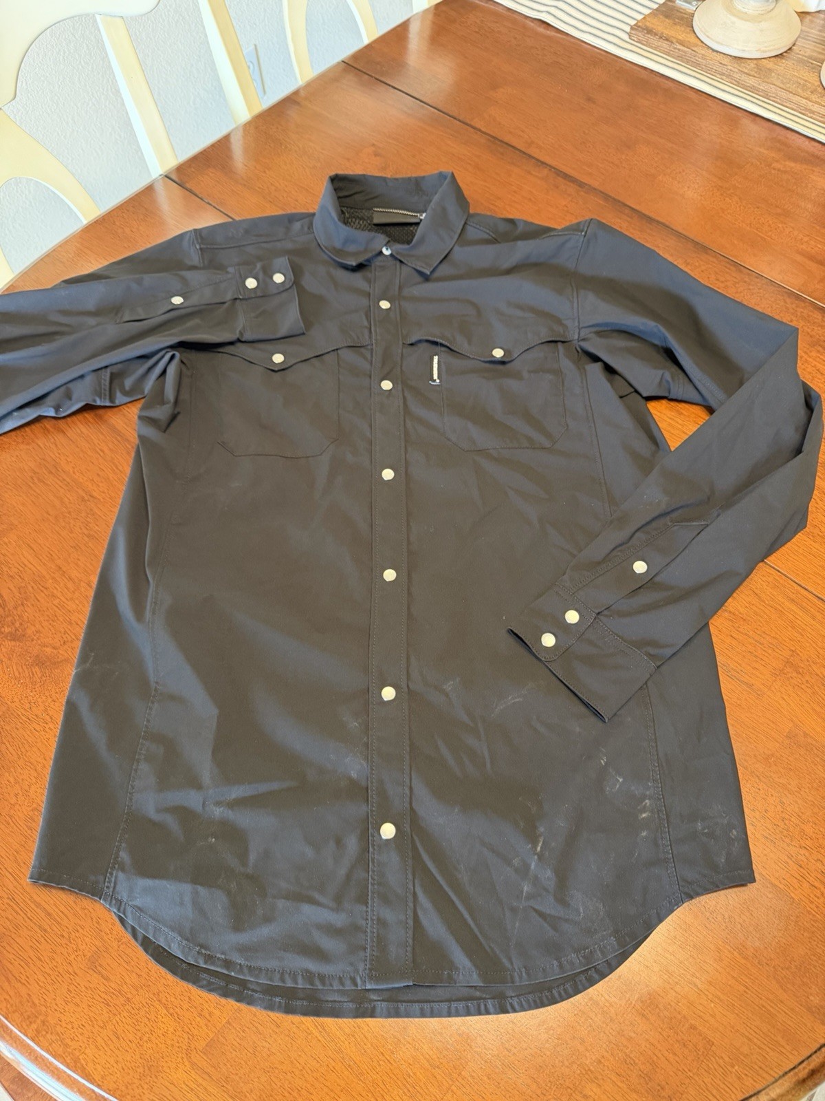 Truewerk Western Cloud Shirt Mens Medium Black Pearl Snap Up Work Performance
