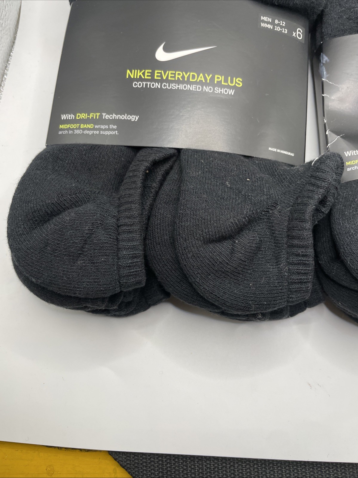 Nike 12pairs Unisex Everyday Plus Cushioned No Show Black Socks Mens Size L 8-12