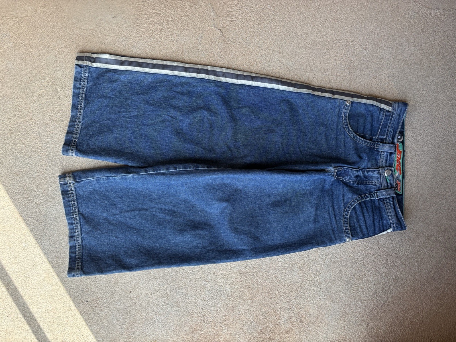 Vintage JNCO Skunk 180 Jeans 28×30 Wide Leg Baggy Y2K Striped Denim Rare