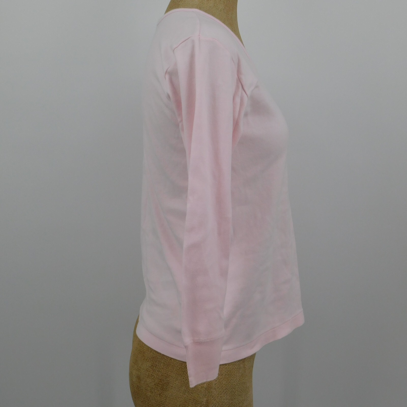 2 BYC Women Solid Pink Scoop Neck Pullover Long Sleeve Shirt Size XL Made Korea
