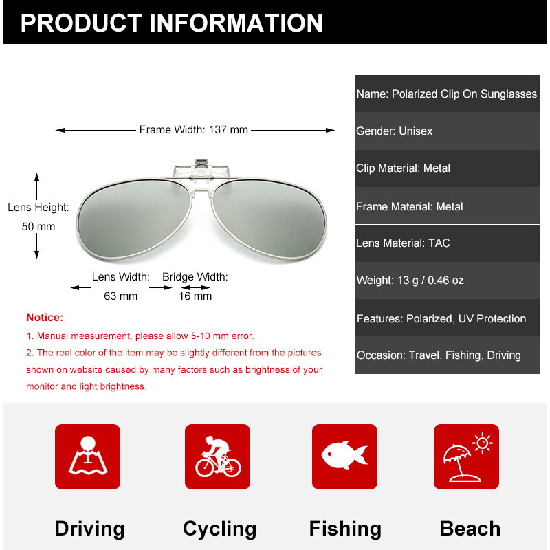 Polarized Clip On Sunglasses Anti-Glare Flip Up Lens for Prescription Glasses