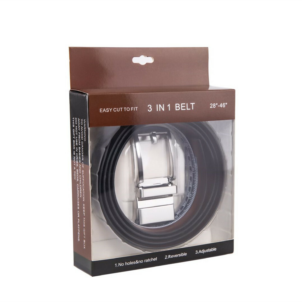Mens Belt,Reversible Buckle No Holes Strap Ratchet Belt with Gift Box One Size
