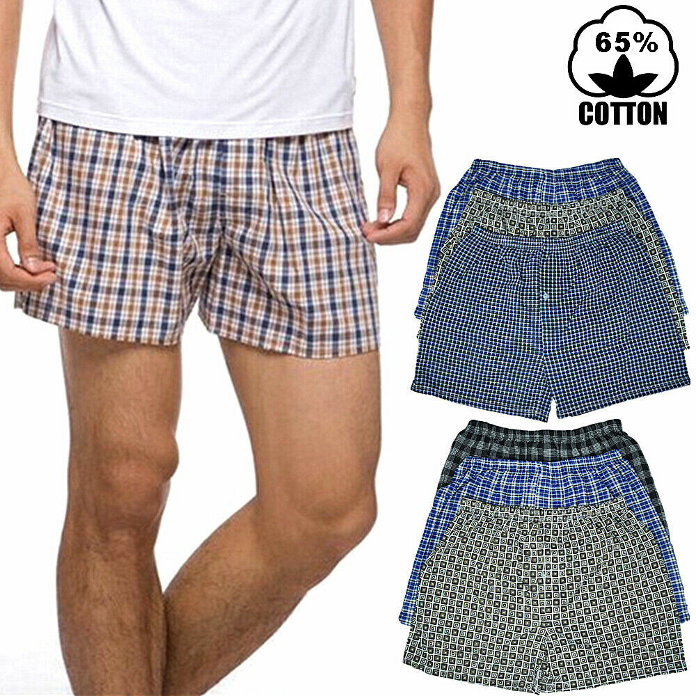3-12 Pack Mens Boxer Briefs Shorts Trunk Plaid Underwear Cotton Size M-2XL