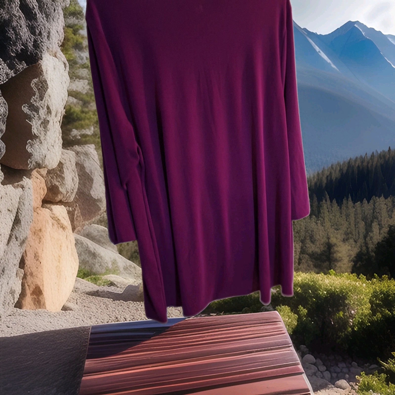 Alfani 3XL Purple Polyester / Spandex Long Length Pull Over Top 3/4 Sleeve 0072